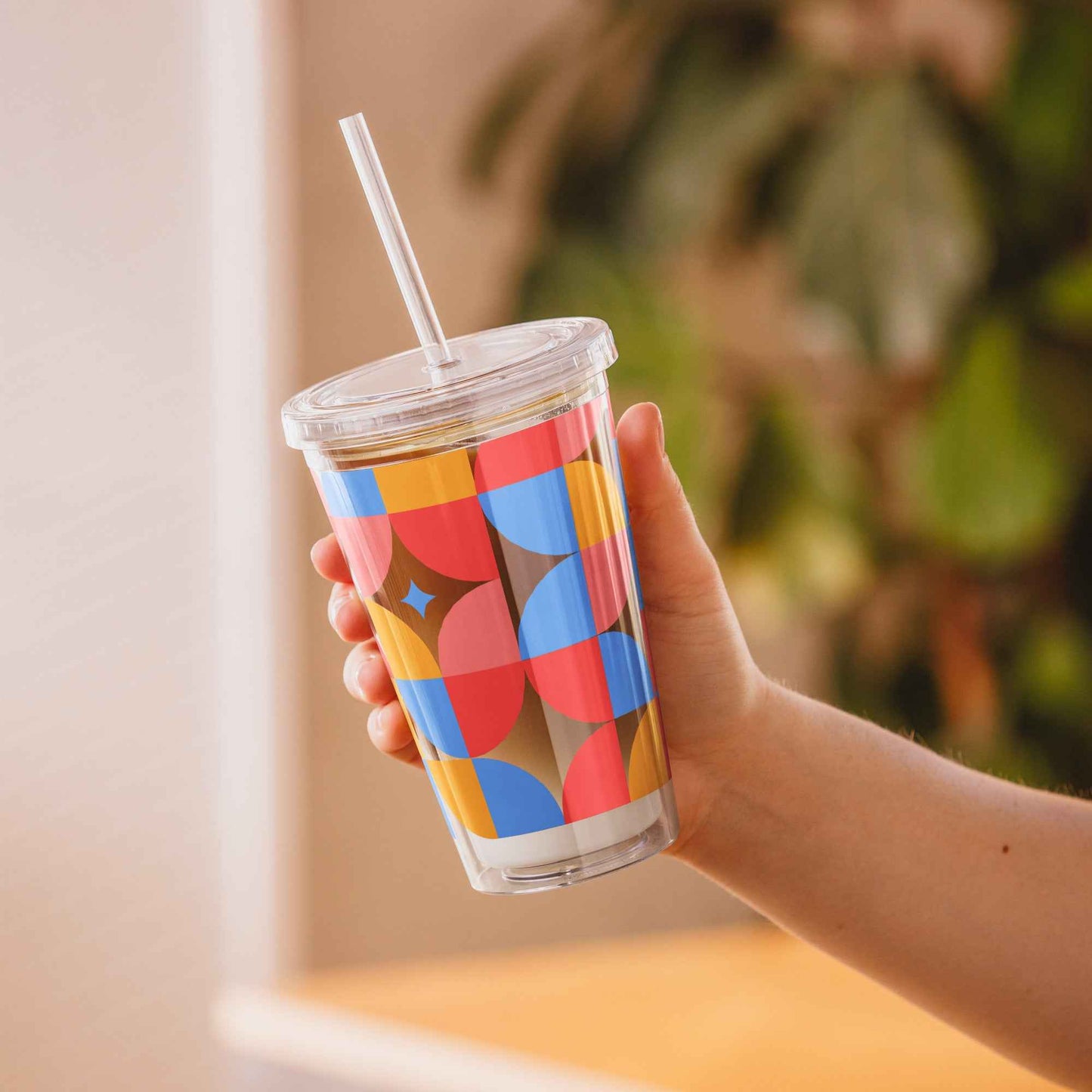 Clear plastic tumbler