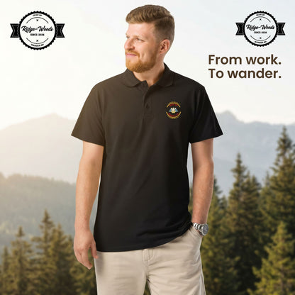 Gear Up, Wander On Premium pique polo shirt - Ridge-Woods