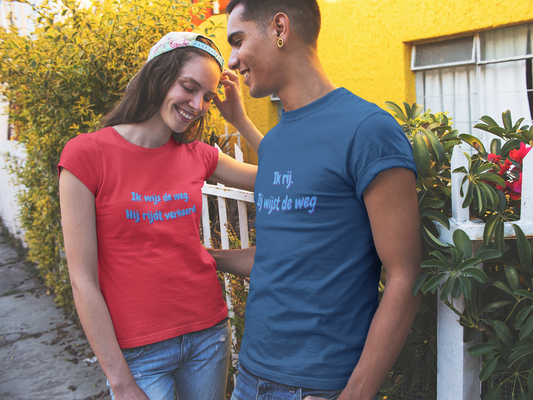 Men's T-Shirt "Ik rij, Zij wijst de weg"