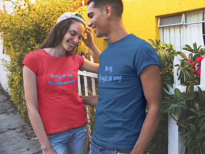 Women's T-Shirt "Ik wijs de weg, Hij rijdt verkeerd