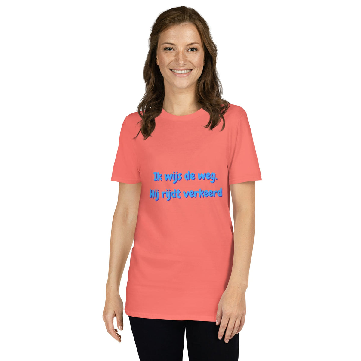 TeBar-design T-SHIRT Dames T-shirt 'Ik wijs de weg, Hij rijdt verkeerd' Camping T-shirt Dames - Ik wijs de weg, Hij rijdt verkeerd