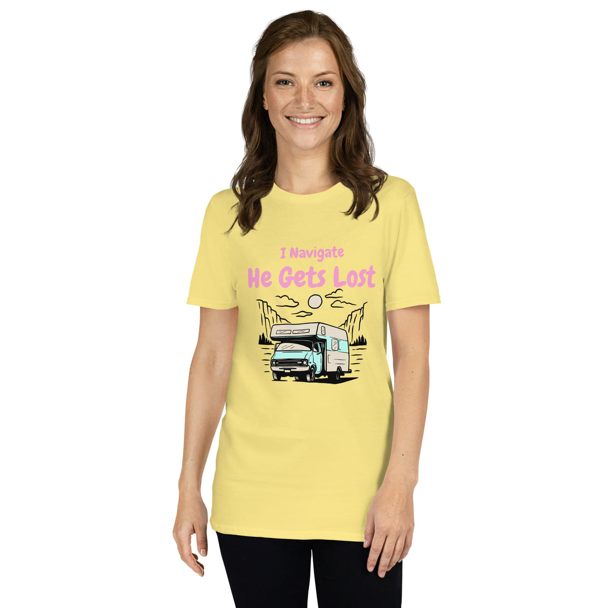TeBar-design T-SHIRT Vanlife T-Shirt voor Vrouwen - I Navigate, He Gets Lost Vanlife T-Shirt Vrouwen | I Navigate, He Gets Lost