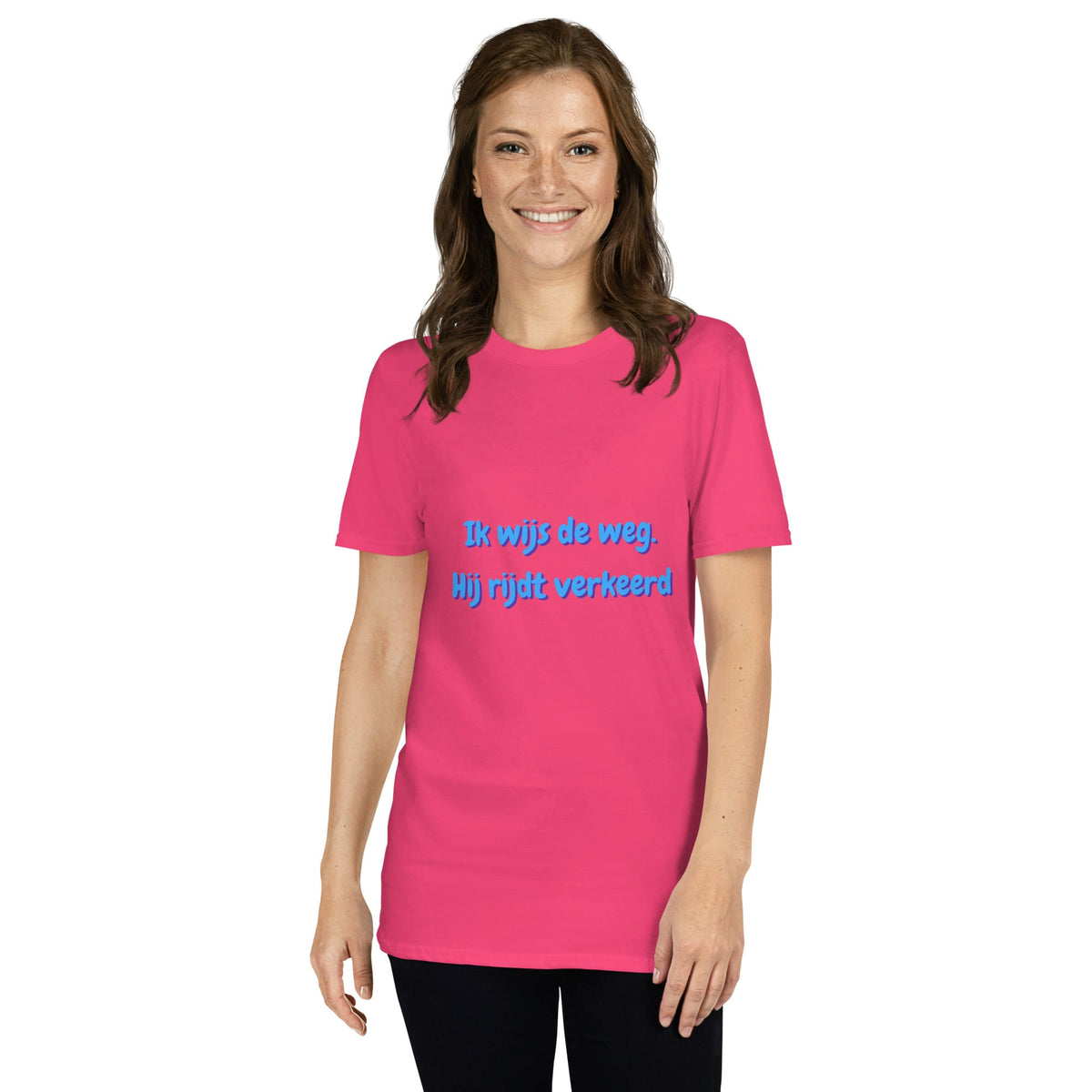 TeBar-design T-SHIRT Dames T-shirt 'Ik wijs de weg, Hij rijdt verkeerd' Camping T-shirt Dames - Ik wijs de weg, Hij rijdt verkeerd